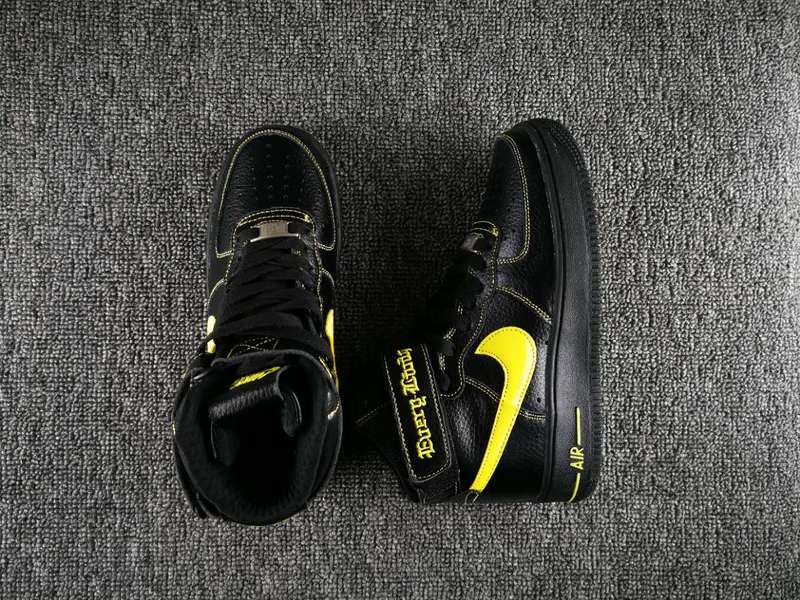 VLONE x Nike Air Force 1 High Collection Black Yellow Shoes